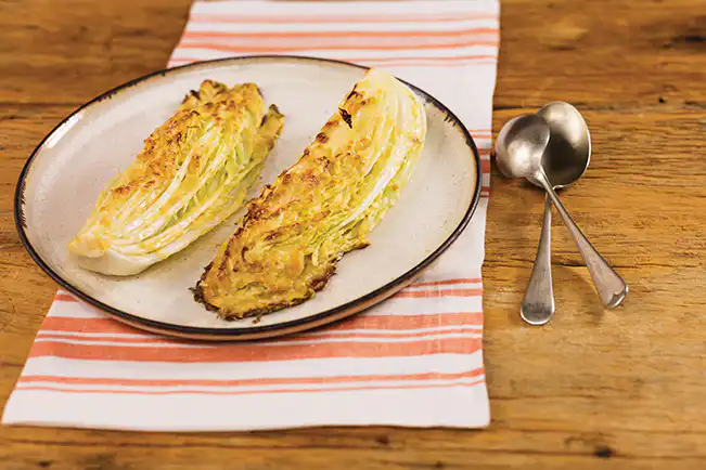 Acelga gratinada com molho caesar