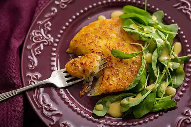 Batata rosti com queijo meia-cura para um
