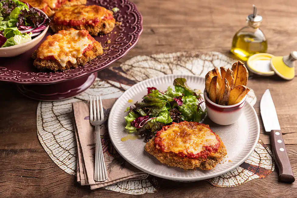 Bife à parmegiana na Air Fryer Oven da Rita Lobo