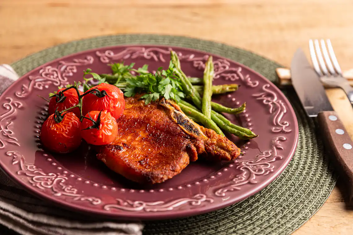 Bisteca com vagem e tomate na Air Fryer da Rita Lobo