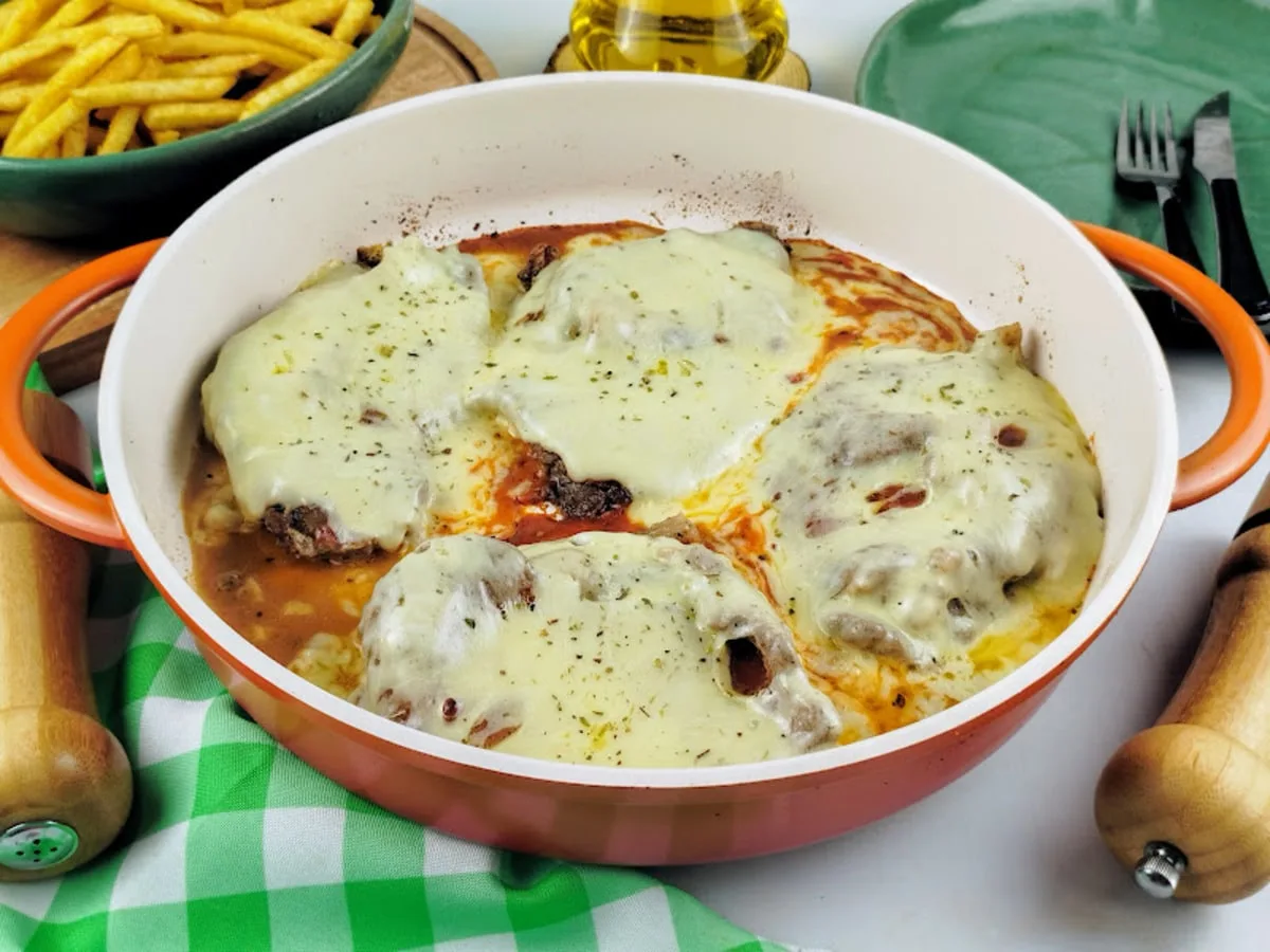 Bife à parmegiana sem farinha de rosca