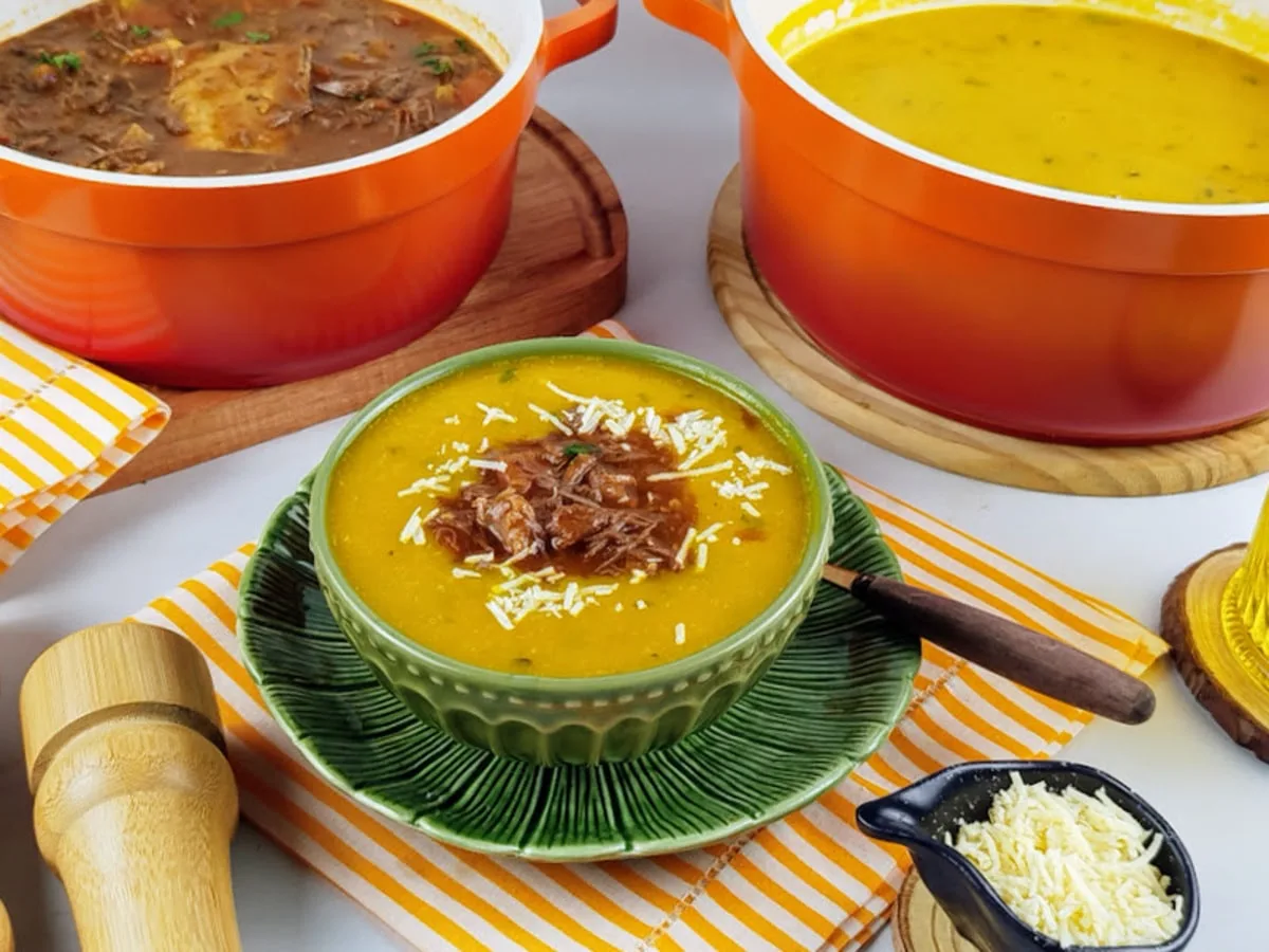 Caldo de abóbora com ragu de costela