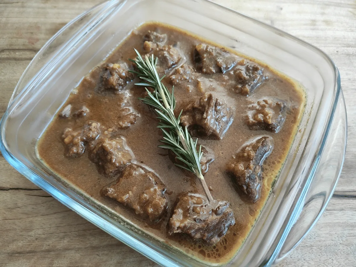 Carne de panela com molho de mostarda