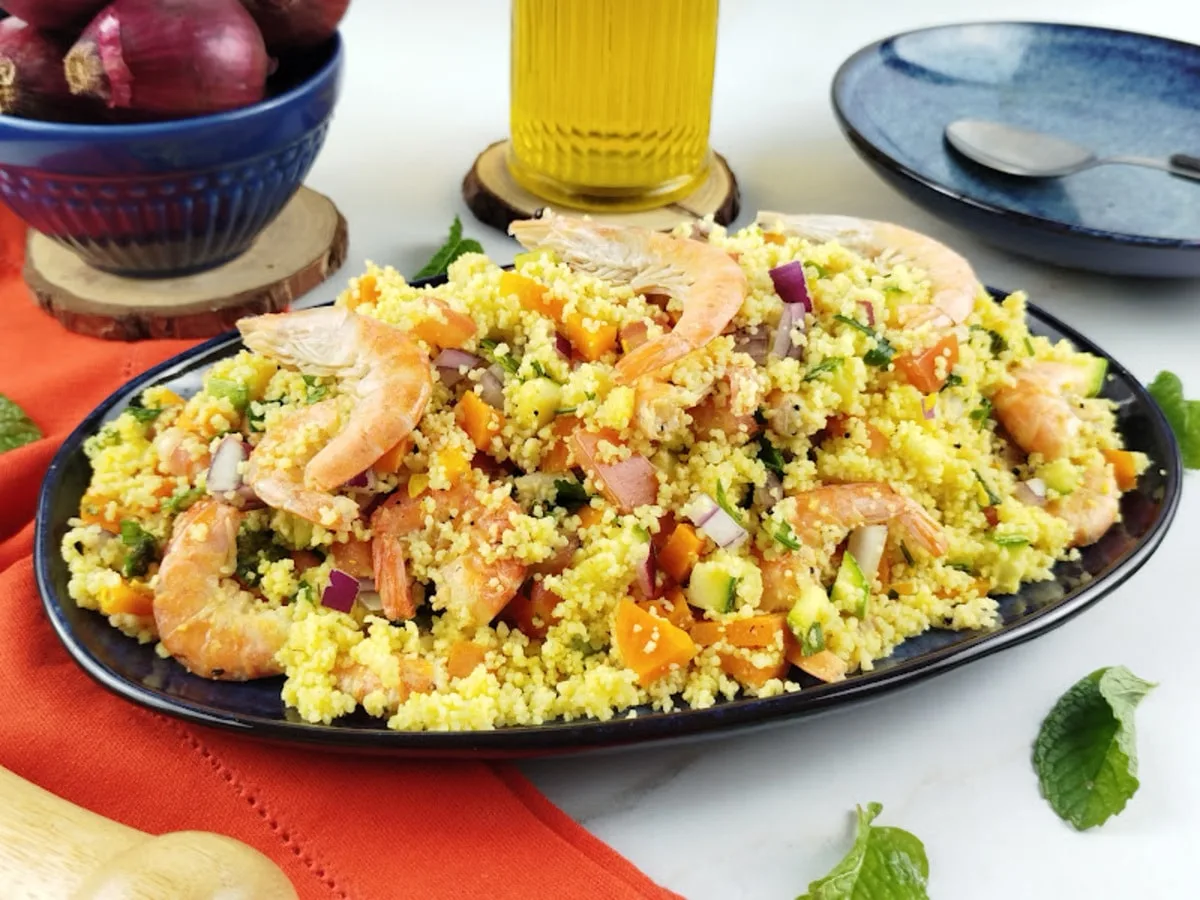 Cuscuz marroquino com camarão