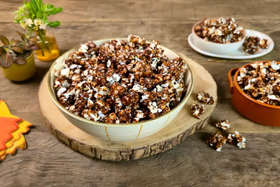 Pipoca doce com chocolate