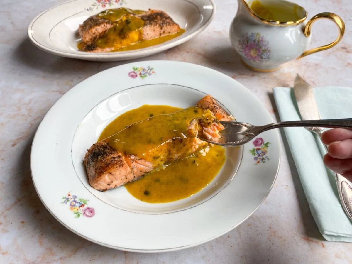 Salmão ao molho de maracujá na air fryer