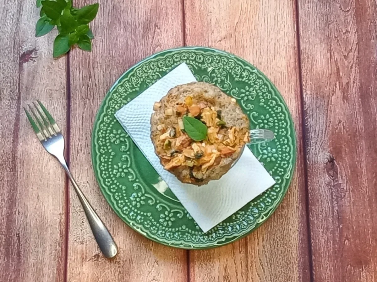 Torta de frango na caneca