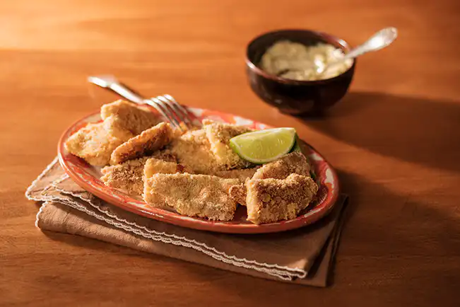 Iscas de peixe assadas