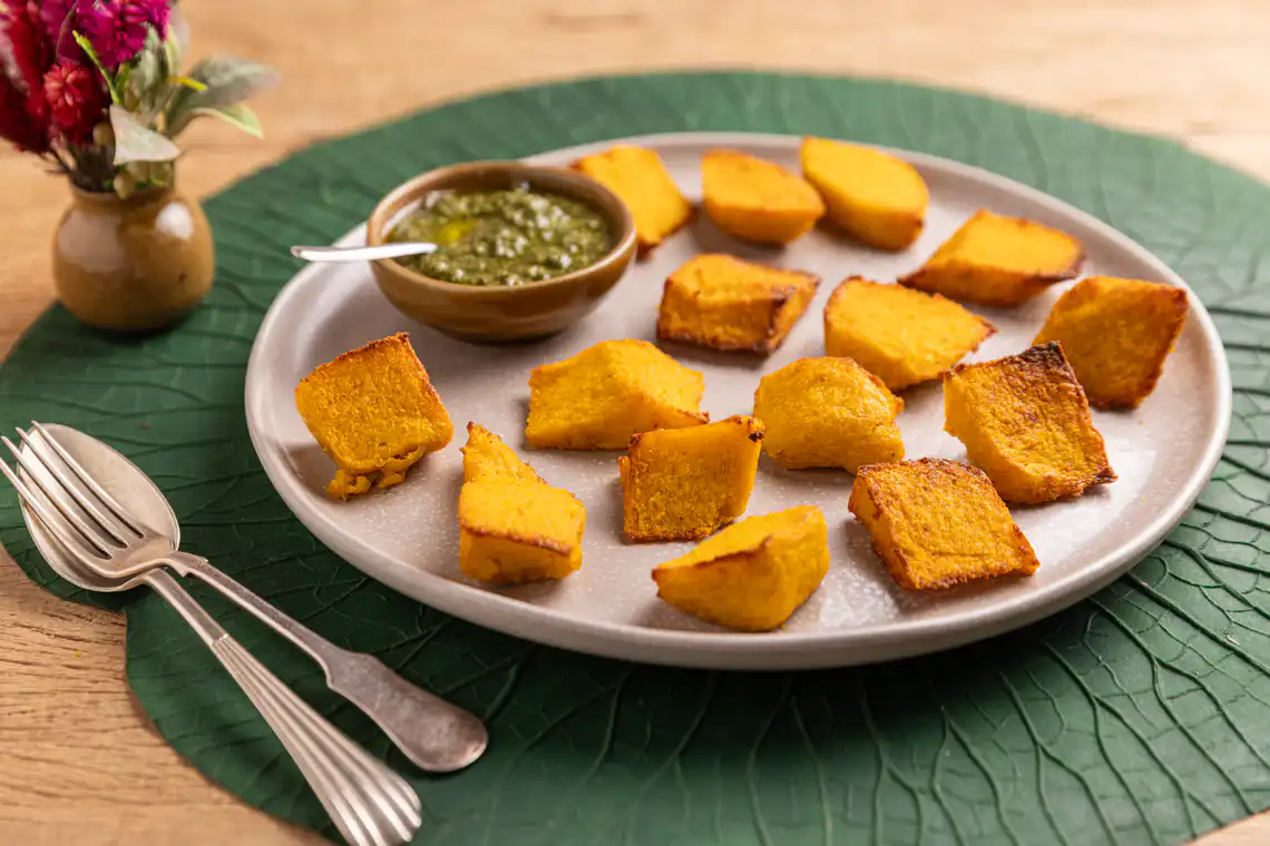 Polenta assada na Air Fryer da Rita Lobo (reaproveitamento)