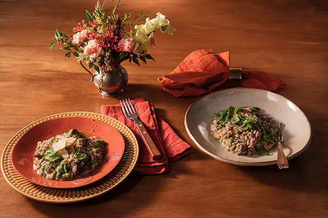 Risoto de fígado de galinha com ervilha