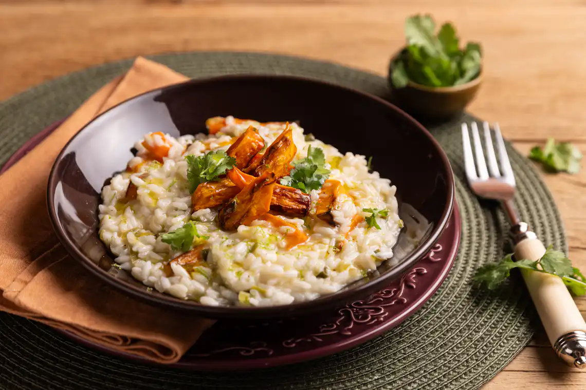 Risoto de queijo com cenoura assada na Air Fryer da Rita Lobo
