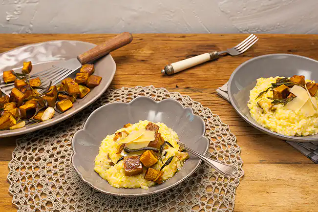 Risoto na pressão com abóbora assada