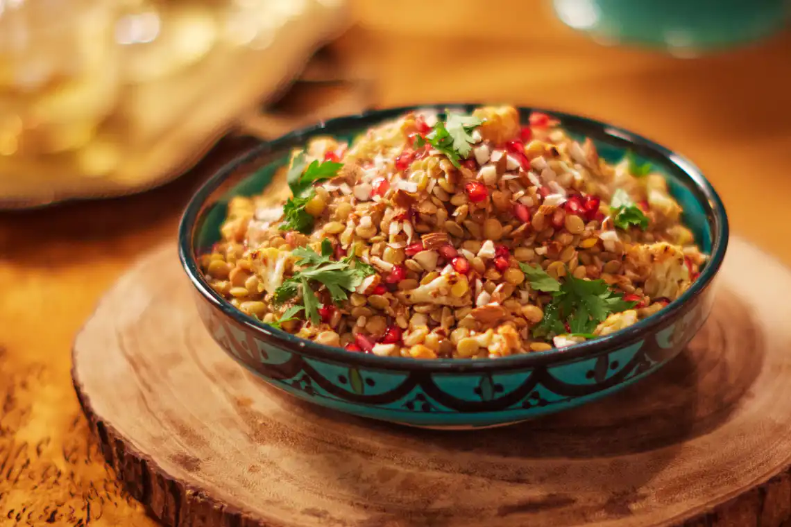 Salada de lentilha com couve-flor